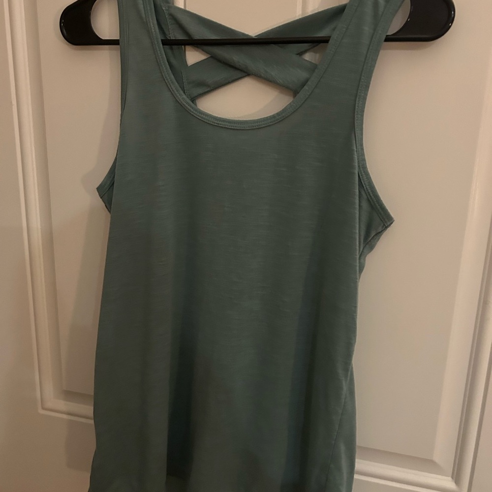 Sage green crisscross back tank top